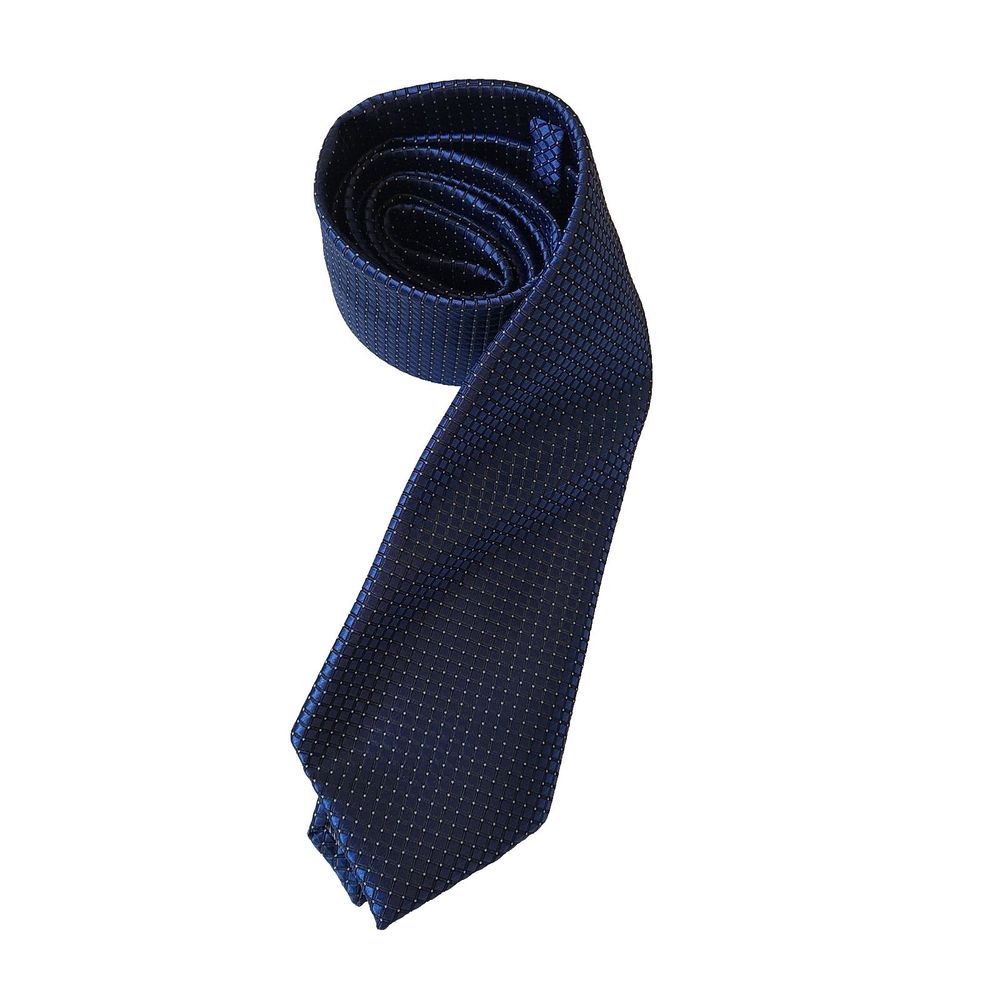 NWOT KissTies Mens Microfiber Check Tie Blue Formal Wedding Black Tie Classic